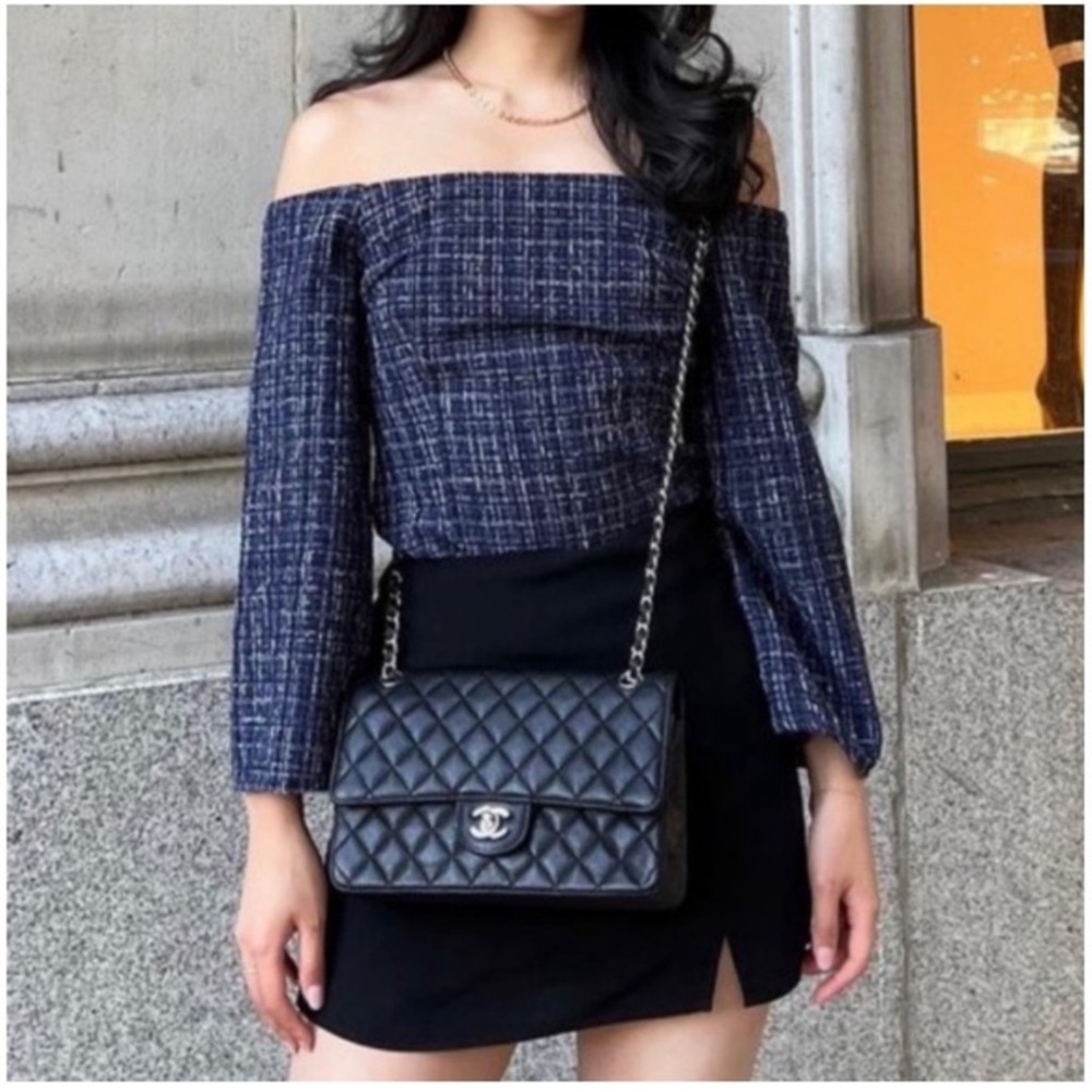 Zara Off the Shoulders Tweed Textured Bloggers Favorite Top NWT (Z)